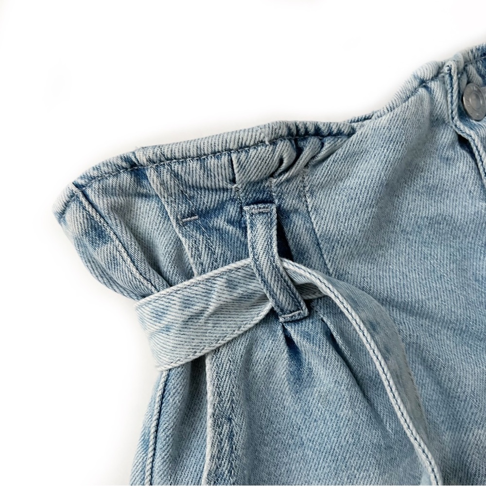American Eagle High Rise Paper Bag Waist Button Fly Cotton Denim Shorts … - Picture 6 of 12